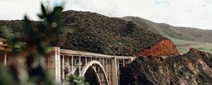 Preview wallpaper bridge, mountains, hills, nature, monterey, california