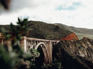 Preview wallpaper bridge, mountains, hills, nature, monterey, california