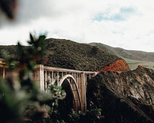 Preview wallpaper bridge, mountains, hills, nature, monterey, california