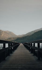 Preview wallpaper bridge, mountains, river, water, wooden