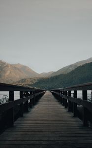 Preview wallpaper bridge, mountains, river, water, wooden