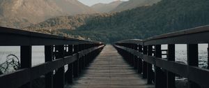 Preview wallpaper bridge, mountains, river, water, wooden