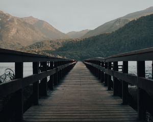 Preview wallpaper bridge, mountains, river, water, wooden