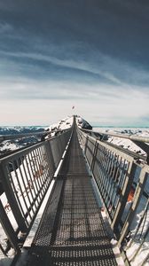 Preview wallpaper bridge, mountains, snow, les diablerets, switzerland