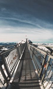 Preview wallpaper bridge, mountains, snow, les diablerets, switzerland