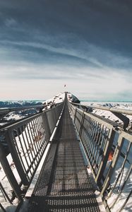 Preview wallpaper bridge, mountains, snow, les diablerets, switzerland