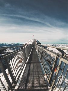 Preview wallpaper bridge, mountains, snow, les diablerets, switzerland