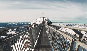 Preview wallpaper bridge, mountains, snow, les diablerets, switzerland