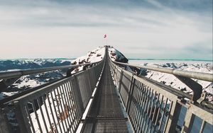 Preview wallpaper bridge, mountains, snow, les diablerets, switzerland