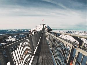 Preview wallpaper bridge, mountains, snow, les diablerets, switzerland