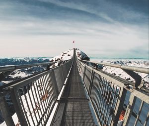 Preview wallpaper bridge, mountains, snow, les diablerets, switzerland