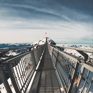 Preview wallpaper bridge, mountains, snow, les diablerets, switzerland