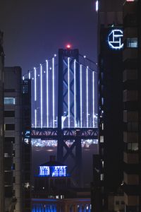Preview wallpaper bridge, neon, backlight, night, buildings
