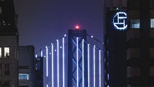 Preview wallpaper bridge, neon, backlight, night, buildings