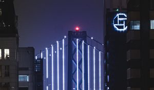 Preview wallpaper bridge, neon, backlight, night, buildings