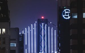 Preview wallpaper bridge, neon, backlight, night, buildings