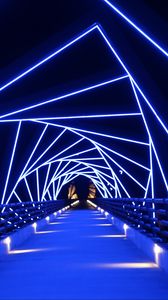 Preview wallpaper bridge, neon, blue, distance