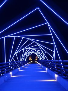 Preview wallpaper bridge, neon, blue, distance