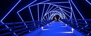 Preview wallpaper bridge, neon, blue, distance