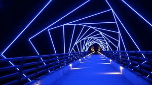 Preview wallpaper bridge, neon, blue, distance