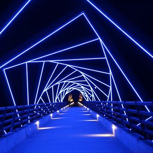 Preview wallpaper bridge, neon, blue, distance