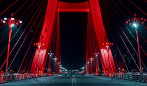 Preview wallpaper bridge, neon, road, red