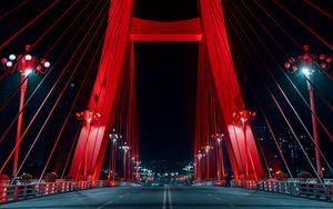 Preview wallpaper bridge, neon, road, red