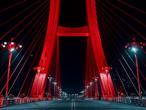 Preview wallpaper bridge, neon, road, red