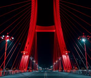 Preview wallpaper bridge, neon, road, red