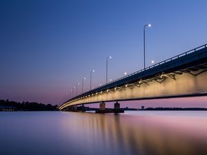 Preview wallpaper bridge, night, backlight, helsinki, finland