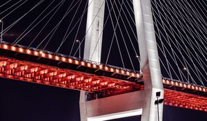 Preview wallpaper bridge, night, backlight, construction, architecture