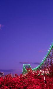 Preview wallpaper bridge, night, backlight, bushes, city