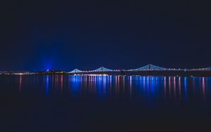 Preview wallpaper bridge, night, city, river