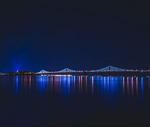 Preview wallpaper bridge, night, city, river