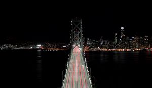 Preview wallpaper bridge, night, city, lights, dark