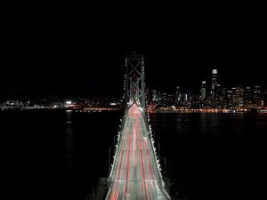 Preview wallpaper bridge, night, city, lights, dark
