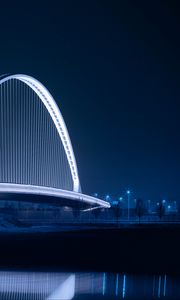 Preview wallpaper bridge, night city, architecture, structure, backlight