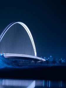 Preview wallpaper bridge, night city, architecture, structure, backlight
