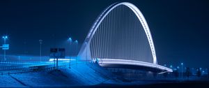 Preview wallpaper bridge, night city, architecture, structure, backlight