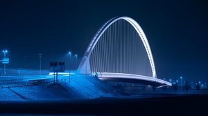 Preview wallpaper bridge, night city, architecture, structure, backlight