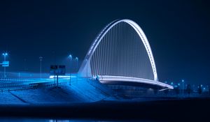 Preview wallpaper bridge, night city, architecture, structure, backlight
