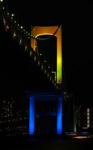 Preview wallpaper bridge, night city, backlight, tokyo, japan