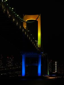 Preview wallpaper bridge, night city, backlight, tokyo, japan