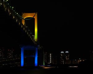 Preview wallpaper bridge, night city, backlight, tokyo, japan