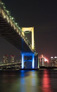 Preview wallpaper bridge, night city, bay, tokyo, japan