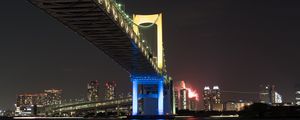 Preview wallpaper bridge, night city, bay, tokyo, japan