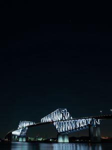 Preview wallpaper bridge, night city, bay, backlight, tokyo