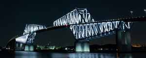 Preview wallpaper bridge, night city, bay, backlight, tokyo