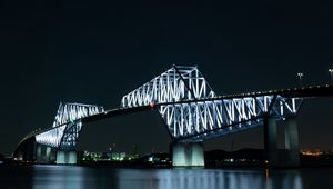 Preview wallpaper bridge, night city, bay, backlight, tokyo