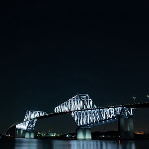 Preview wallpaper bridge, night city, bay, backlight, tokyo
